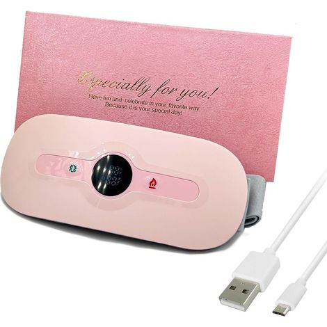 Ceinture Chauffante Menstruelle Rechargeable Rose avec 6 Niveaux de Chaleur et Massage, Écran Rond, Type-C (1/5)