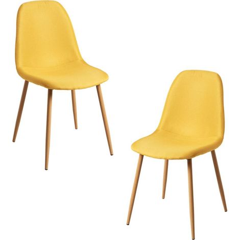 Packs Sillas Comedor - Pack 2 Sillas Teok Tela - Amarillo (1/5)