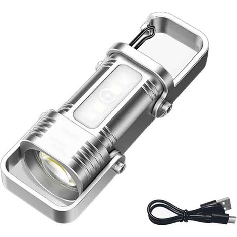Mini-USB-wiederaufladbare COB-LED-Taschenlampe, Schlüsselanhänger, tragbare Taschenlampe