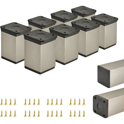 8 pieds de meuble basiques Section 40 x 40 mm Hauteur : 60 mm Couleur : Inox Vis incluses (1/5)