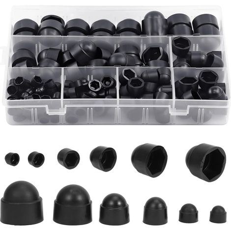 160 Pièces Cache Écrou, Capuchons de Protection pour Vis et Boulons, Cache Vis Hexagonal en Plastique pour M4 M5 M6 M8 M10 M12, Capuchons pour Écrous et Fixations (1/5)
