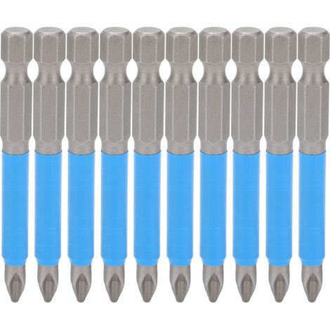 Lot de 10 embouts cruciformes PH2 65mm, magnétiques et antidérapants, pour visseuse électrique et perceuse à main (1/5)