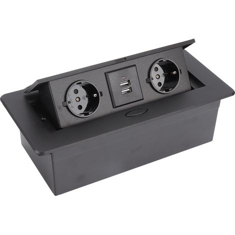 Boîte de raccordement encastrable pour bureau, 2 ports USB, étanche et ignifuge, prise électrique EU 250V (1/5)