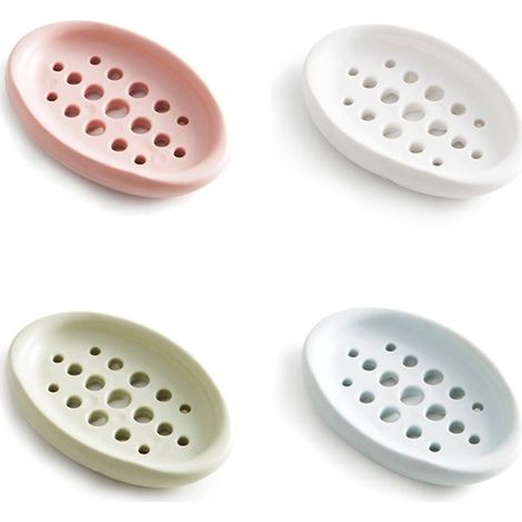 Porte-savon en silicone, support de rangement pour salle de bain, plateau à vaisselle avec système de vidange, accessoire de rangement 1 pièce couleur bleue (1/5)