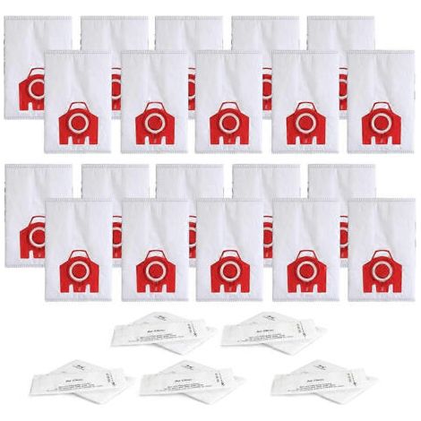 Lot de 20 sacs à poussière de rechange FJM 3D Efficiency pour aspirateurs Miele séries S200, S300, S600, S4, S6 Compact, C2 et C1.