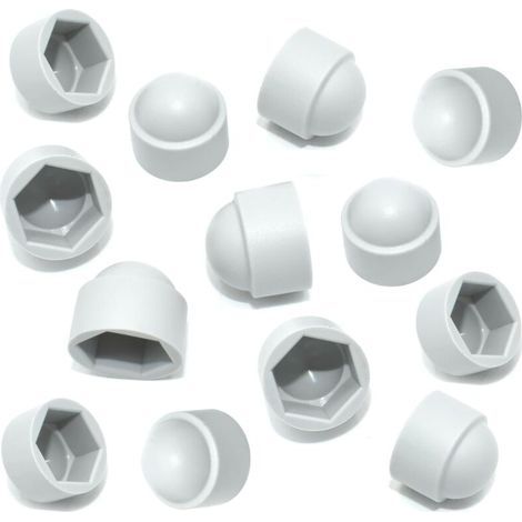 Cache vis et rivet,Lot de 20 cache-écrous hexagonaux en plastique blanc M10 (clé de 17 mm) pour écrous et boulons hexagonaux (1/5)