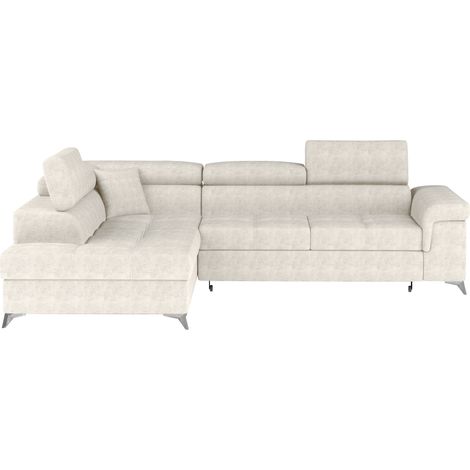 Sofá de esquina convertible PALAZZO 4 plazas beige – ángulo izquierdo con cofre (1/5)