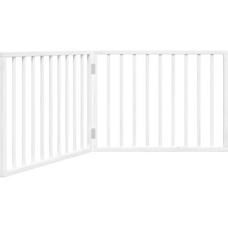 Barrière pour chien Barrière de sécurité pliable 2 panneaux 160 cm bois de peuplier CFW88732 (1/5)