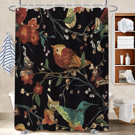 Kit rideau de douche en polyester 180x180 poids aux ourlets bâche polyester douche pour salle de bain (1/5)