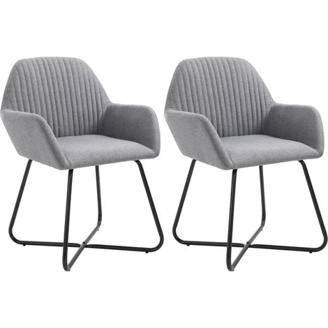 Juego de 2 sillas de cocina comedor de diseño moderno en tela gris claro CDS020488
