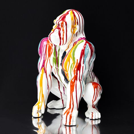 Statuette - HOME DECO FACTORY - Gorille Blanc Rainbow - Décoration - Multicolore