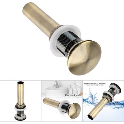 G1 1/4" Überlaufventil für Waschbecken/Badewanne, bronzegrünes Metall, Pop-Up-Baugruppe mit Notentlüftung (1/5)