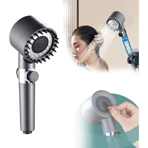 Pommeau de douche, douche pressurisée pour massage et beauté de la peau, jet filtré pressurisé multifonction, pomme de douche à trois vitesses, robinet à main pour salle de bain