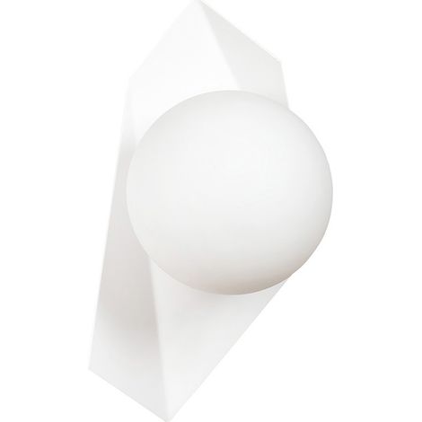 Applique Moderna 1 Luce Drifton In Acciaio Bianco E Sfera Vetro Opalino