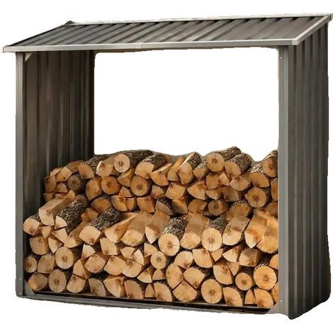Abri en bois, construction en acier galvanisé, assemblage facile, Gris (1/2)