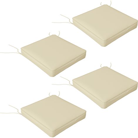 4-Piece Seat Cushions Pillow Replacement, Patio Chair Cushions Set with Ties for Indoor Outdoor, Beige
