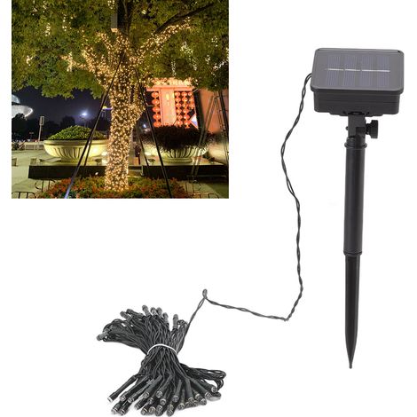 Guirlande lumineuse solaire 50 LED, 8 modes d'éclairage, étanche IP65, pour jardin et cour, 7 m (23 pi), blanc chaud (1/5)