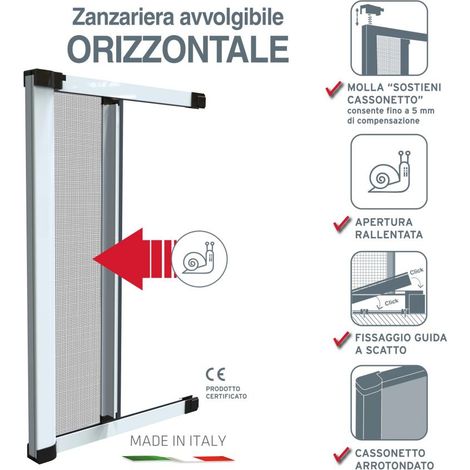 ZANZARIERA 160 X 250 ORIZZONTALE COLORE BIANCO RAL 9010 MODELLO ROTO (1/2)