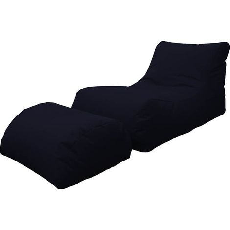 Poltrona Pouf Chaise Longue con Poggiapiedi in Poliestere Nera Avalli (1/2)
