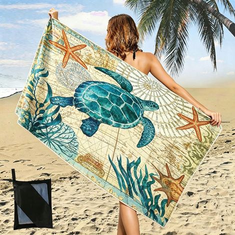 Serviette de Plage en Microfibre Anti Sable - Grande Serviette de Plage - Serviette de Plage Femme - Serviettes de Bain Douces et à séchage Rapide,160x80cm. (L009) (1/5)