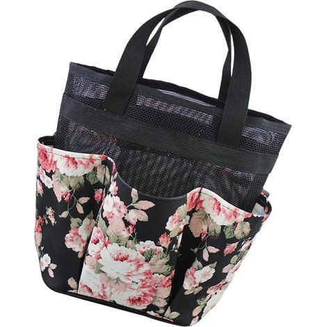 Panier de Toilette Pliable en Toile Noire, Paquet Cosmétique Portable et Pratique pour Voyage et Fitness, Rangement Salle de Bain Compact et Suspendu (1/5)
