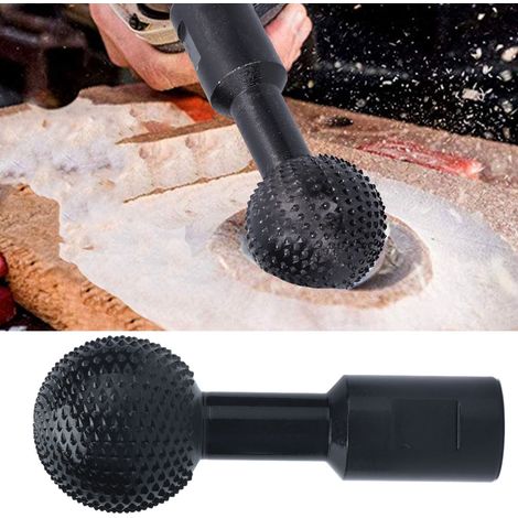 Winkelschleifer für Holzbearbeitung mit Kugelschleifkopf, Kugelmeißel, Schleifscheibe aus Kohlenstoffstahl, Schleiflöffel, Lochfeile, schwarz 10 mm. (1/5)