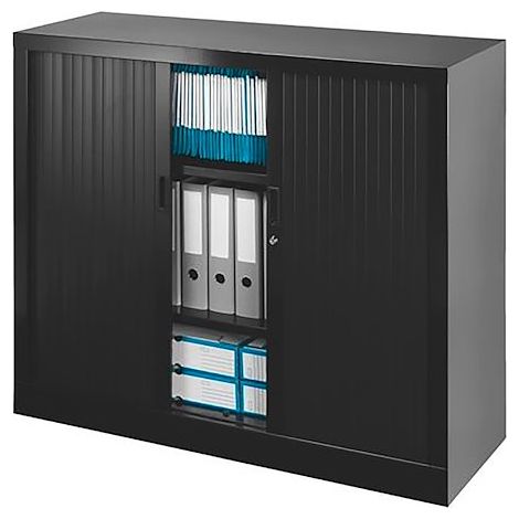 Armoire basse à rideaux monobloc 100 x 120 cm noire