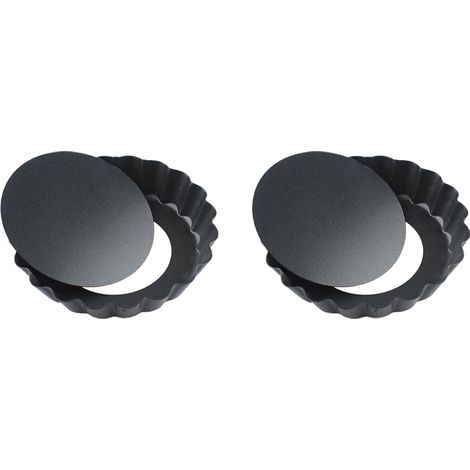 2 Pièces, 10 cm : Moule à pâtisserie rond antiadhésif mini avec fond amovible pour tarte, quiche, flan et pizza (1/5)