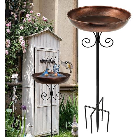 Bain d'oiseaux Abreuvoir Exterieur, Bain d'oiseaux, Bronze Antique 81 cm, Métal Pour sauvages, Balcon, Jardin (1/5)