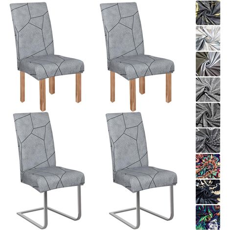 Stuhlhussen 4er Set, Stretch, abnehmbar, waschbar, für Esszimmerstühle (1/5)