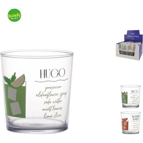 Bicchiere in vetro H&H Hugo/Spritz decori assortiti cl. 36