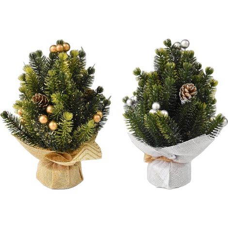 ALBERO NATALIZIO DA TAVOLO CON SFERA E PIGNE IN COLORE ASSORTITO (1/2)