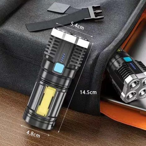 Lampe torche LED haute luminosité rechargeable USB, étanche IPX5, idéale pour le camping, la randonnée et les situations d'urgence en extérieur. (1/5)