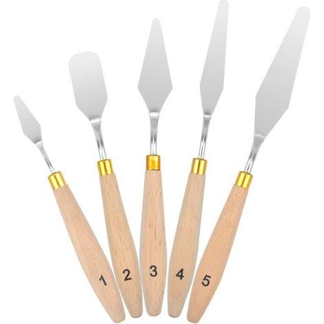 Lot de 5 spatules pour peinture à l'huile, ensemble de couteaux à peinture, couteau à palette, couteau à spatule, ensemble de spatu (1/5)