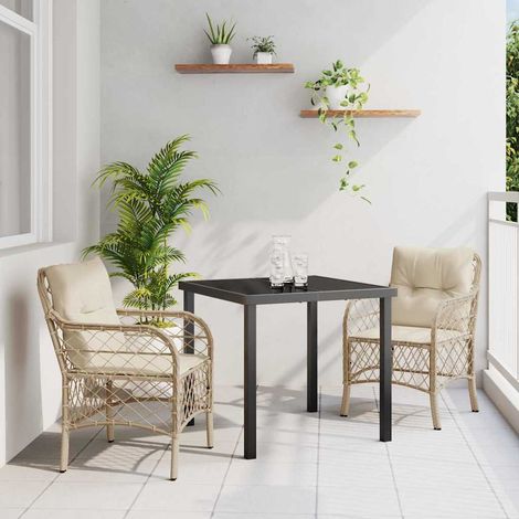 Ensemble de salle à manger pour jardin 3 pcs-Salon de jardin Beige polyrotin 754160 (1/5)