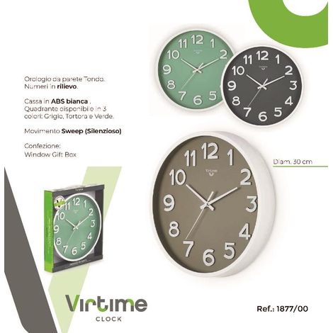 1 Pezzo Orologio da Parete Bianco Fondo Colorato 30 cm 3 Colori (1/2)