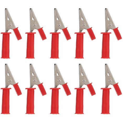 10 pinces crocodiles isolées, ouvertures de 5 mm en cuivre pur, pinces de test avec fiche jack de 4 mm pour tests expérimentaux (1/4)
