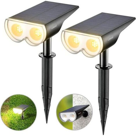 Projecteur solaire extérieur, lumière solaire LED étanche IP65, 650LM , lumière chaude pour jardin, cour (1/4)