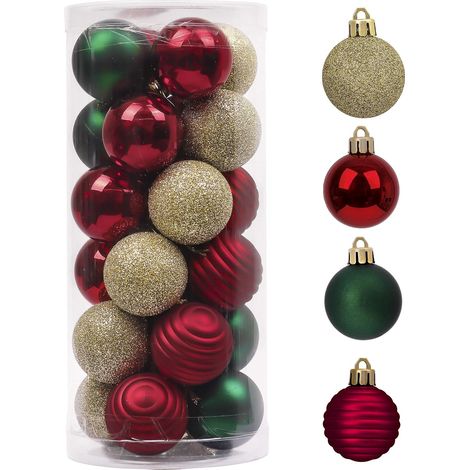 Décorations de sapin de Noël de 4 cm pour l'automne et Halloween, boules suspendues incassables en or rouge vert 24 carats, décorations de fête (1/5)