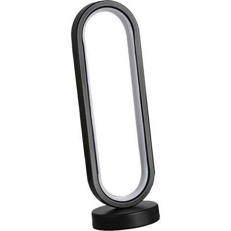 Lampe de table ovale design en fer et silicone LED 3W USB 5V réglable confort visuel veilleuse chevet pour chambre bureau salon 32cm noir blanc 1 pièce (1/4)