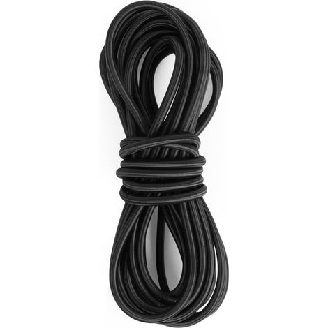 1 Corde élastique, 4mm x 5M, Latex naturel, Polypropylène, Noir, pour Bâche, Remorque, Camping