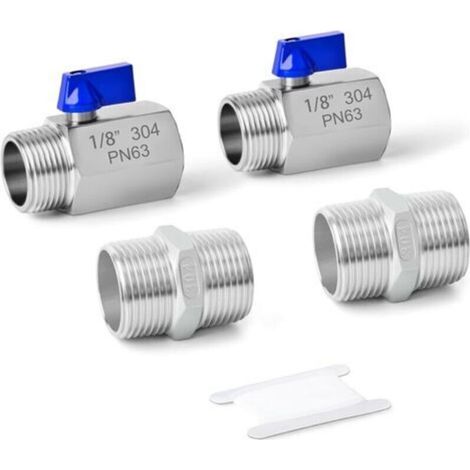 High Performance 304 Stainless Steel Ball Valve with 1/8" BSP Female x 1/8" BSP Male Hex Nipple Fitting, 4 Port, TY-896 (1/5)