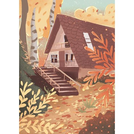 Tableau sur toile illustration maison sauvage 100x140 cm - Impression sur Toile Murale Décorative - Image imprimée en HD sur Toile - Toile sur Châssis en Bois FSC - Fabriqué en France (1/5)