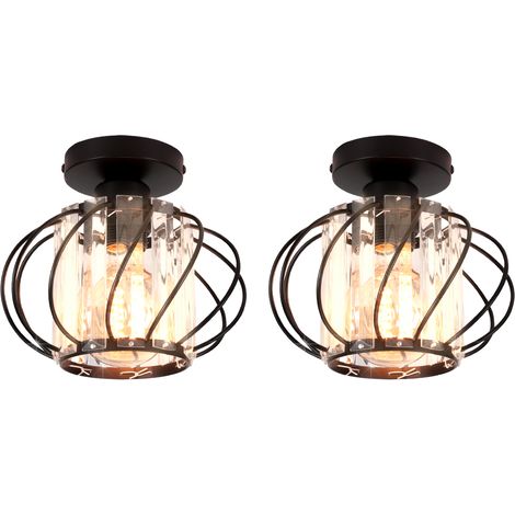Plafón Redonda Moderna de Vidrio, Diámetro 20 cm, E27, Negro, Fácil de Instalar 2PCS (1/5)
