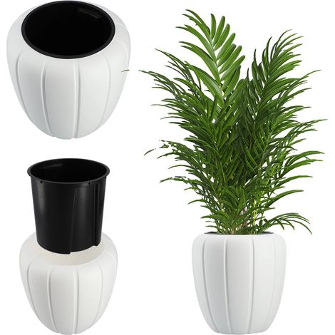 Vaso da fiori, alto 40 cm, in materiale resistente agli agenti atmosferici, ai raggi UV e al gelo, adatto per uso interno ed esterno. (1/5)