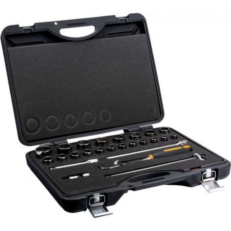 BAHCO - Jeu de douilles 1/2", 12 pans et cliquet réversible/cardan universel-25pc