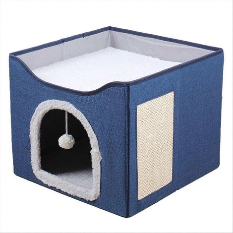 Großes Katzenbett mit Hängeball und Kratzbaum, faltbar, inklusive Kratzkissen, komfortabel und praktisch, ideal für Kätzchen und ausgewachsene Katzen (1/5)