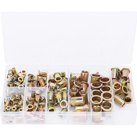 cosse a sertir-Lot de Rivets à Visser Galvanisés – Insertions Filetées en Acier (140 pièces) – Pour Métaux, Bois, Décorations et Fabrication Industrielle (1/5)
