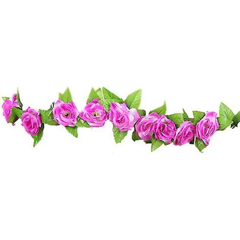 Guirlande de fleurs artificielles en soie, roses et lierre, à suspendre, pour mariage ou décoration intérieure à faire soi-mêmeviolet, blanc (1/5)