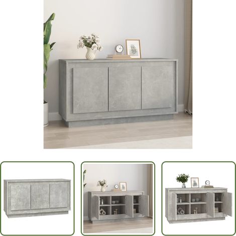 vidaXL Meuble buffet - Buffet gris béton 102x35x55 cm bois d'ingénierie (1/5)